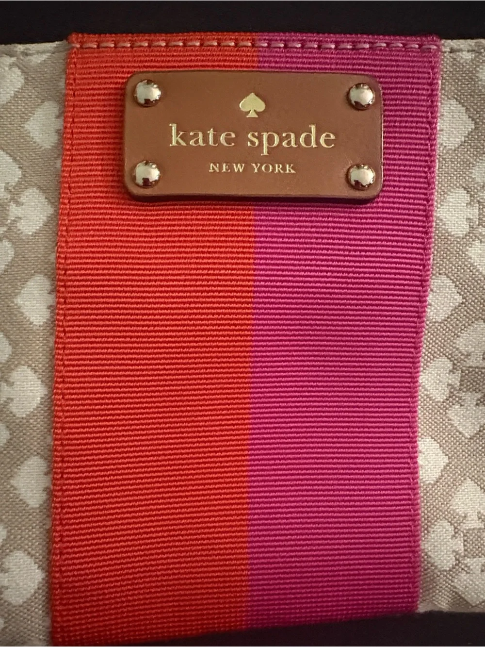 kate spade Pink to Fuchsia Ribbon Panel with Logo Plaque